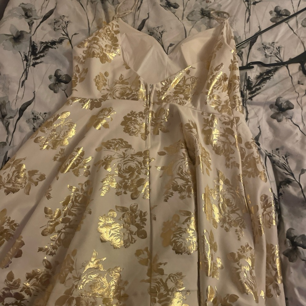 Elegant Gold Floral Dress